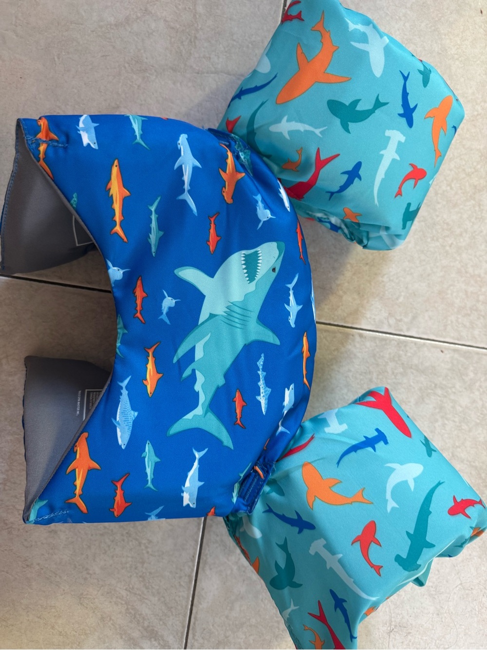 Kids Shark Print Swim Vest and Arm Bands - Blue